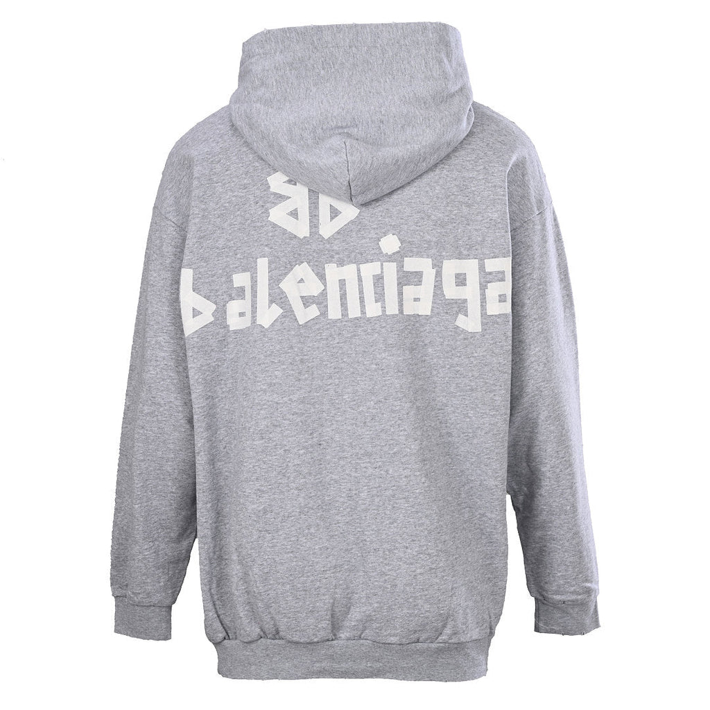 BALENCIAGA Washed Distressed Textured Print Hoodie