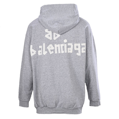 BALENCIAGA Washed Distressed Textured Print Hoodie