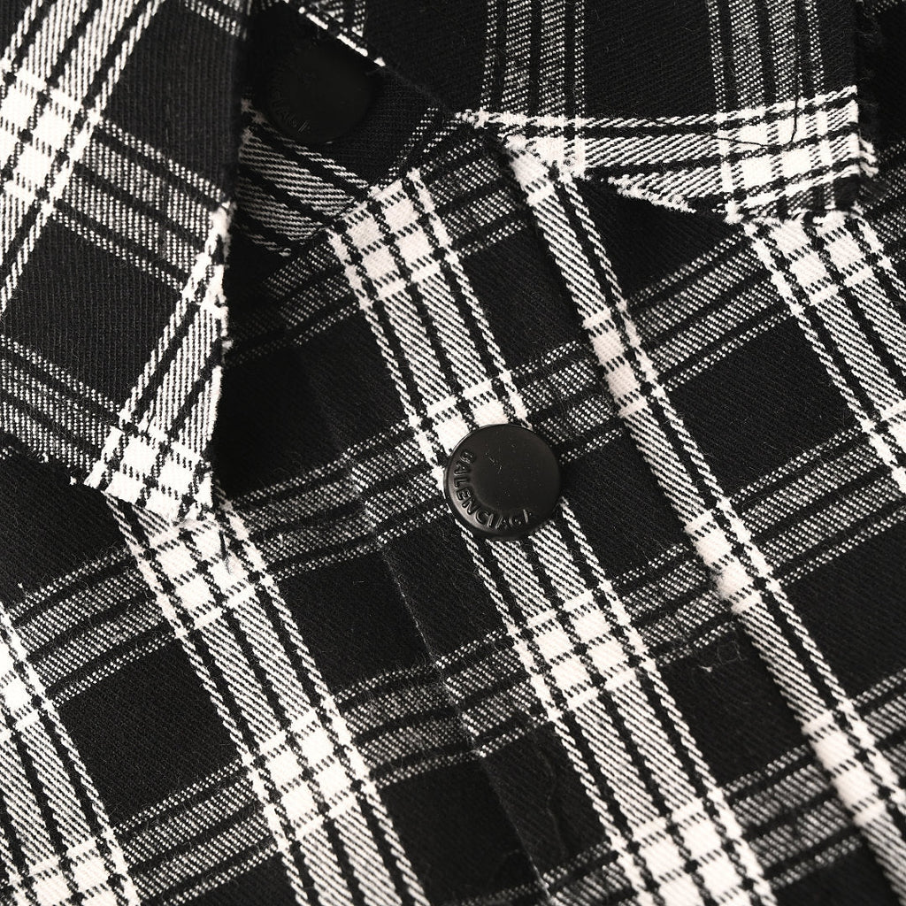 BALENCIAGA Two-Tone Check Frayed Lapel Jacket