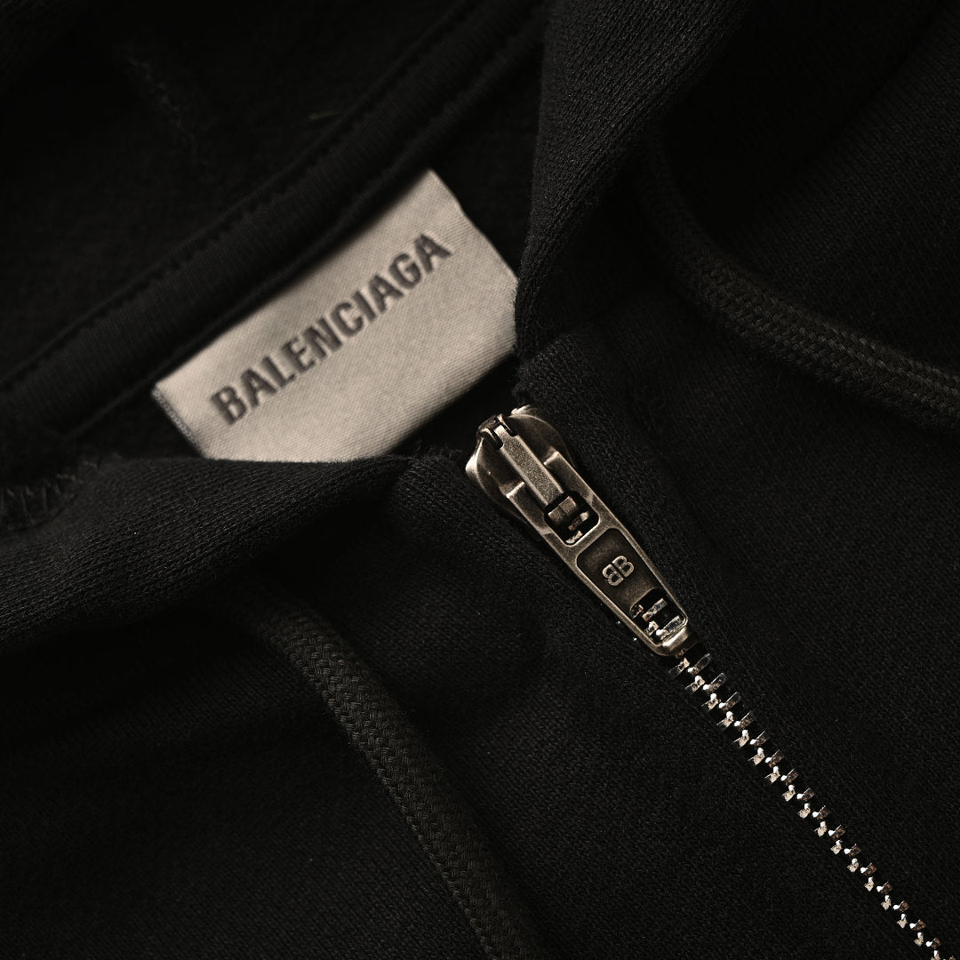 BALENCIAGA Soccer 6B Reflective Print Zip-Up Hooded Jacket