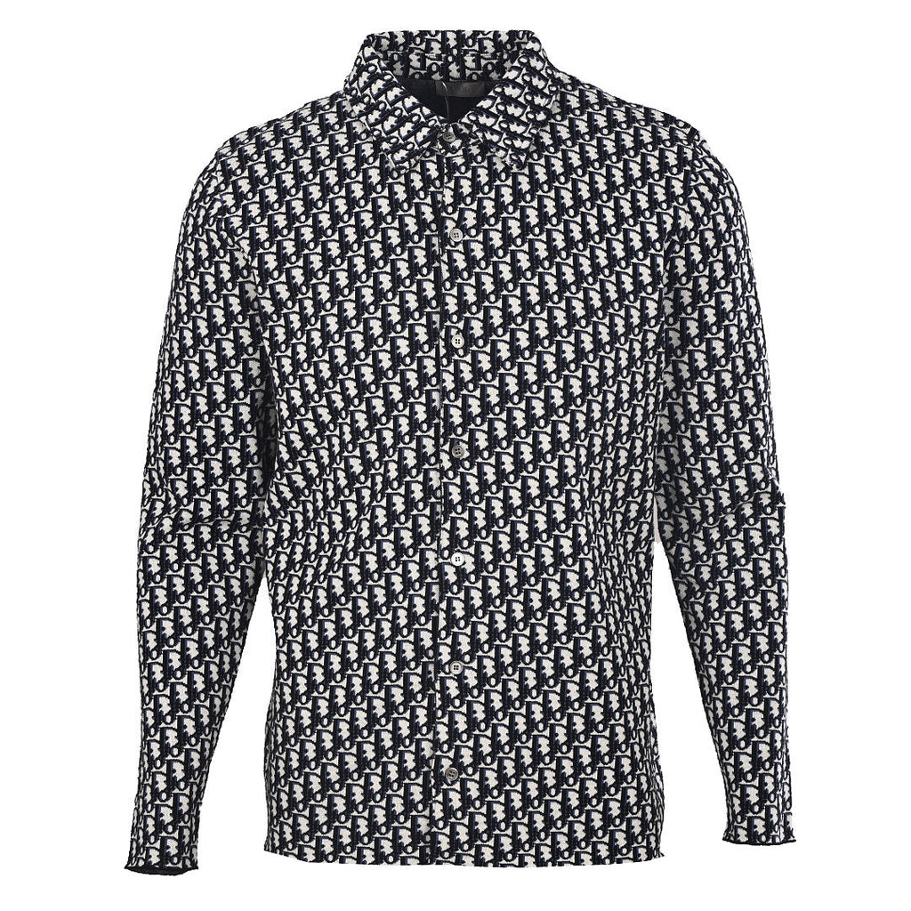 Dior Oblique All-Over Jacquard Long-Sleeve Shirt Black & White