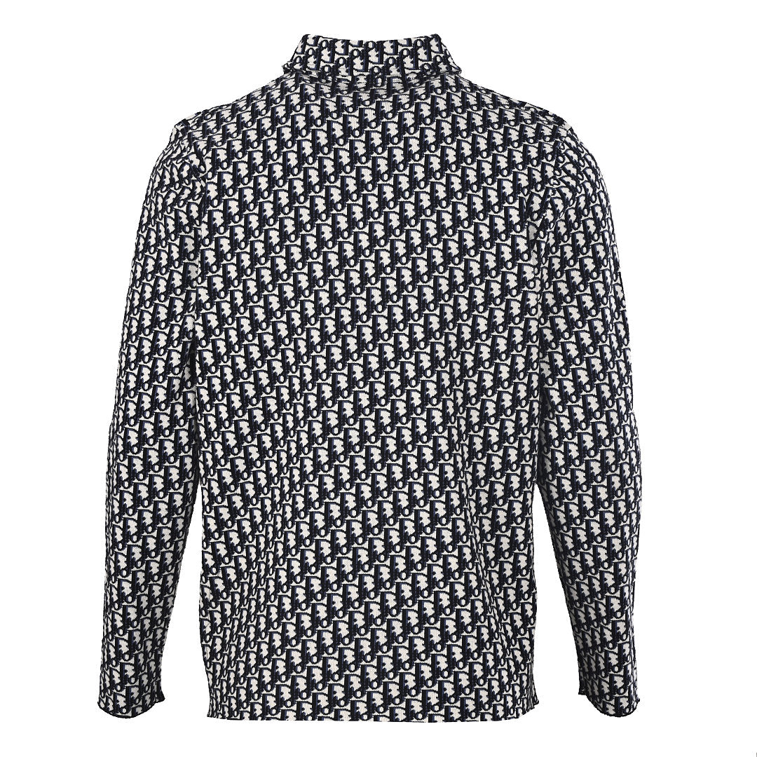 Dior Oblique All-Over Jacquard Long-Sleeve Shirt Black & White