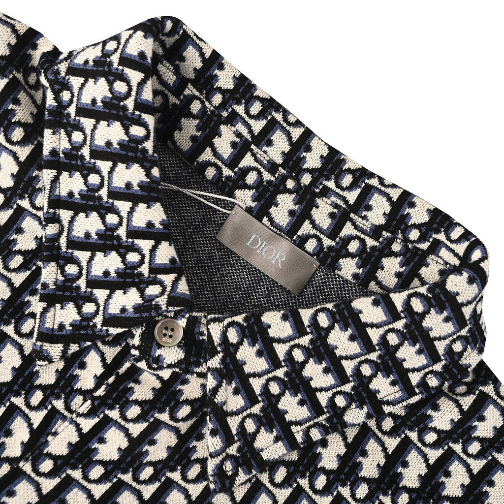 Dior Oblique All-Over Jacquard Long-Sleeve Shirt Black & White