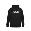 Gucci Black Heavyweight Cotton Hoodie with Raised-Letter Wordmark Print