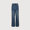 Gucci Washed blue Wide-Leg Jeans with Web Stripe
