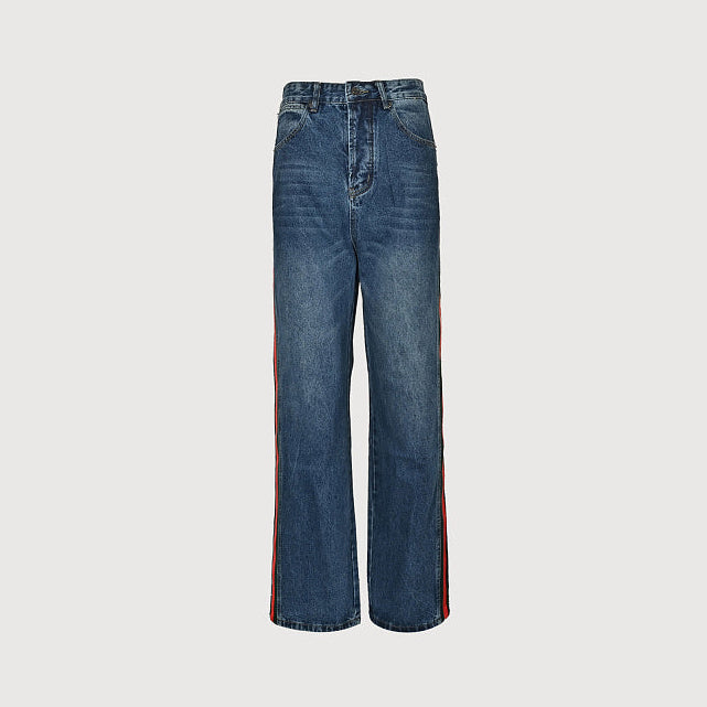 Gucci Washed blue Wide-Leg Jeans with Web Stripe