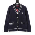 Gucci Navy Blue Contrast-Trim Cardigan