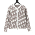 Dior White and Grey Oblique Zip-Up Cardigan