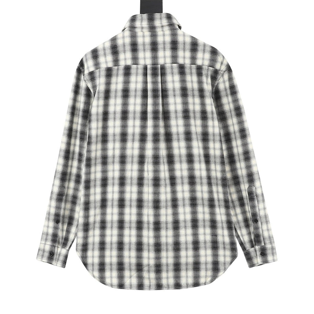 Balenciaga Black and White Plaid Button-Up Shirt