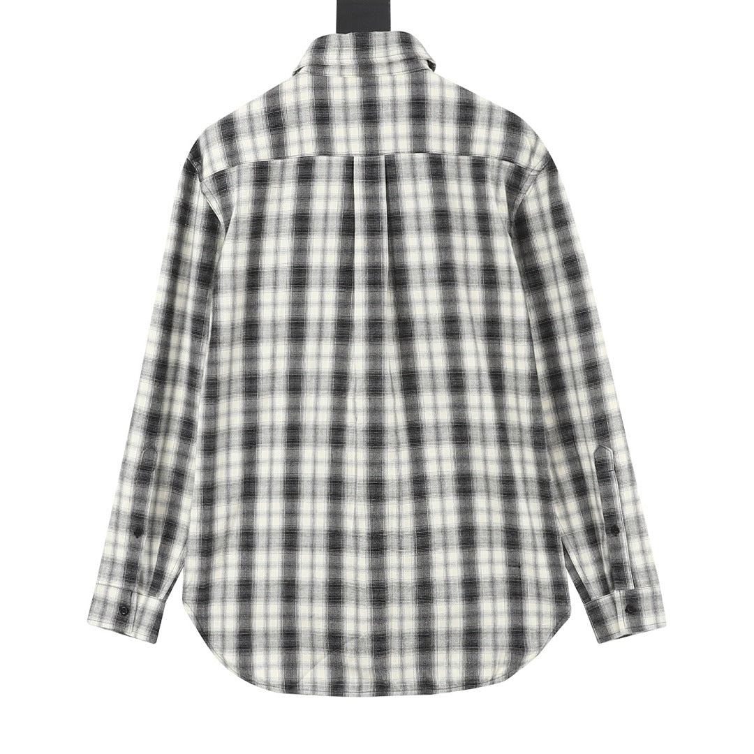 Balenciaga Black and White Plaid Button-Up Shirt