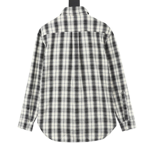 Balenciaga Black and White Plaid Button-Up Shirt