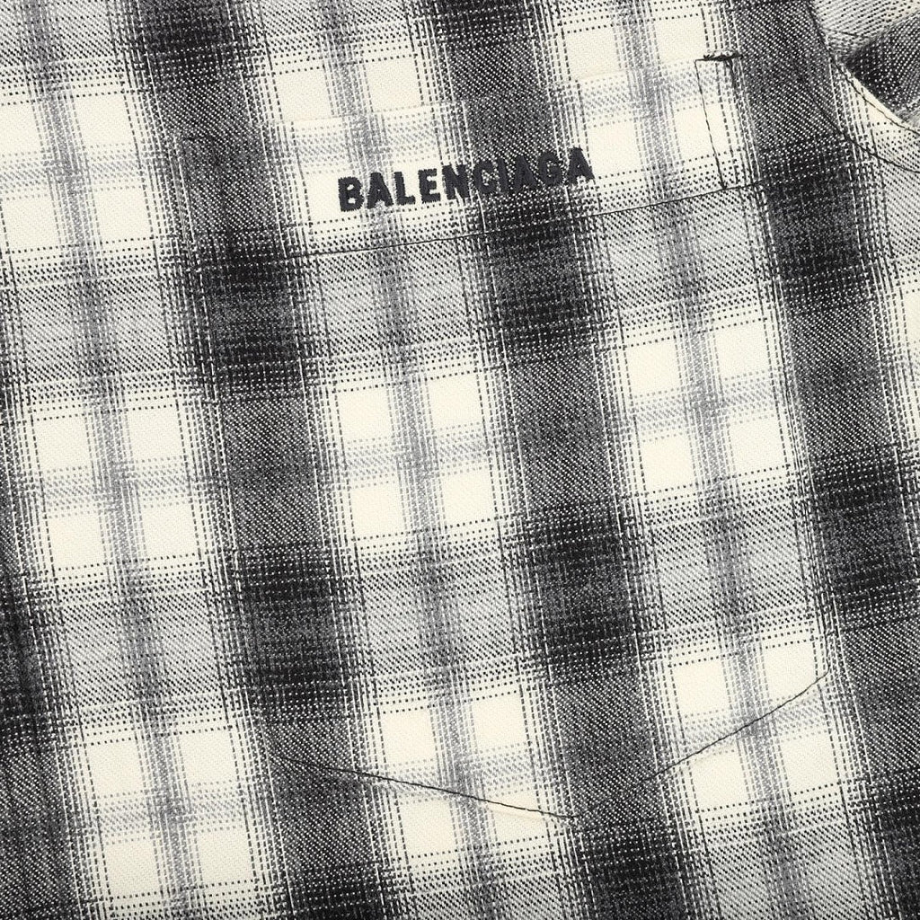 Balenciaga Black and White Plaid Button-Up Shirt