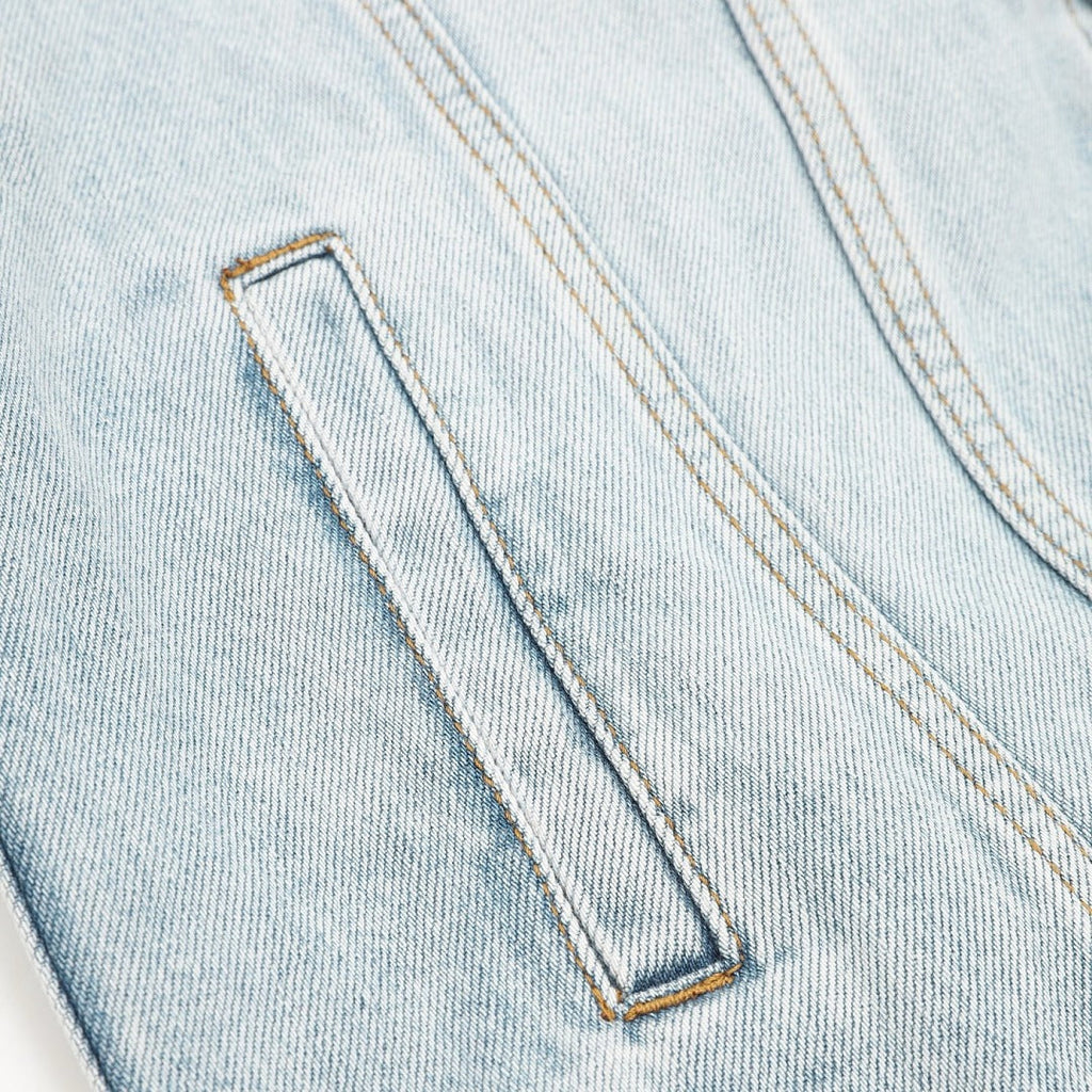 Louis Vuitton Light-Wash Denim Jacket with Patches