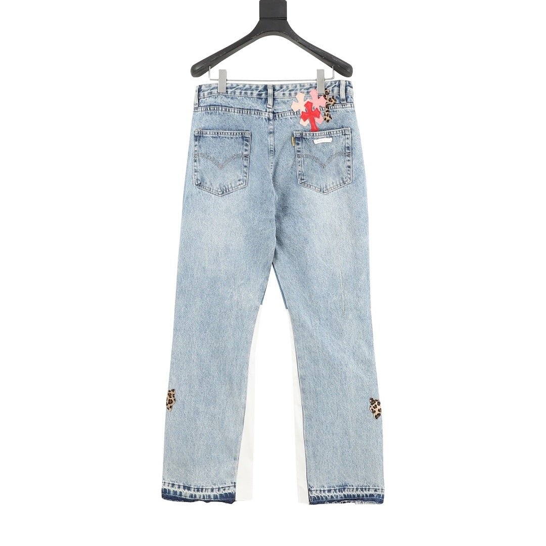 Chrome Hearts x GALLERY DEPT Horsehair Patchwork Leather Flared Jeans
