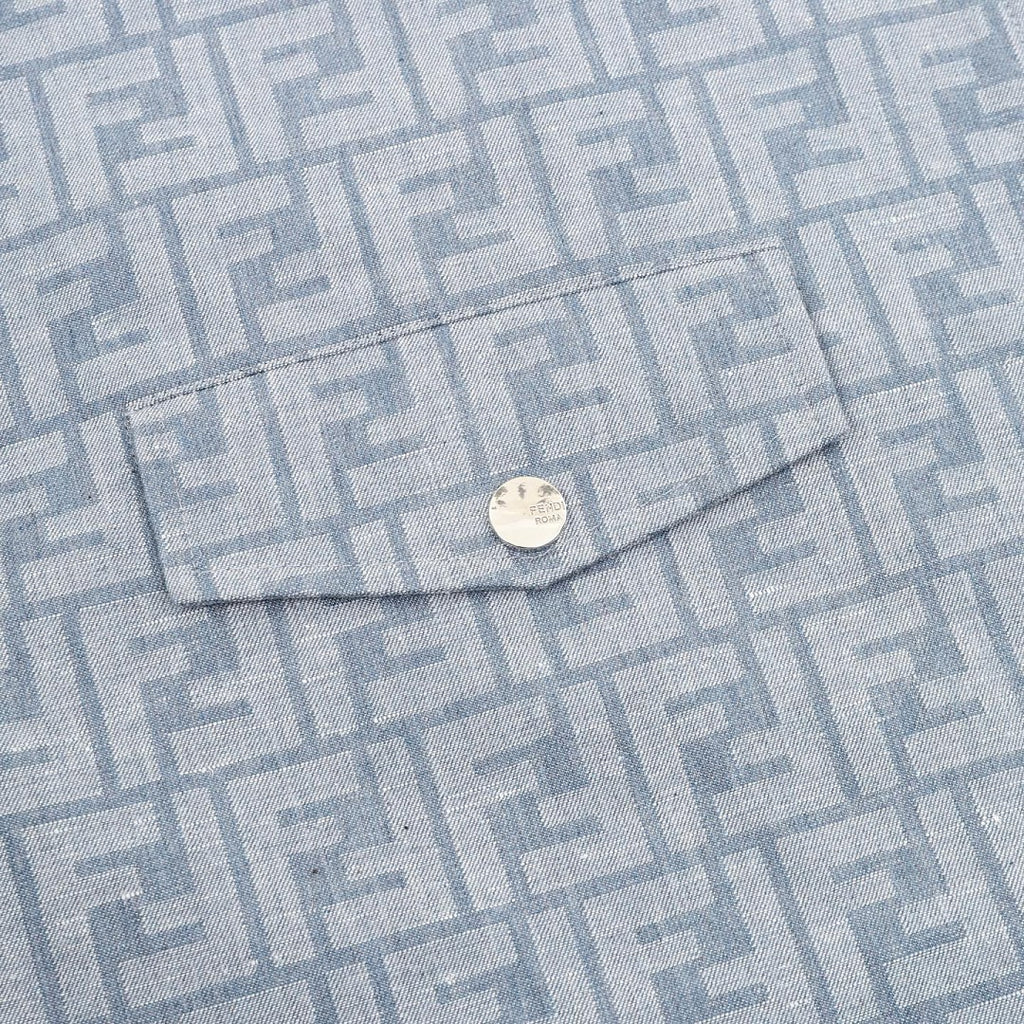 Fendi Light Blue FF Monogram Zip-Up Jacket