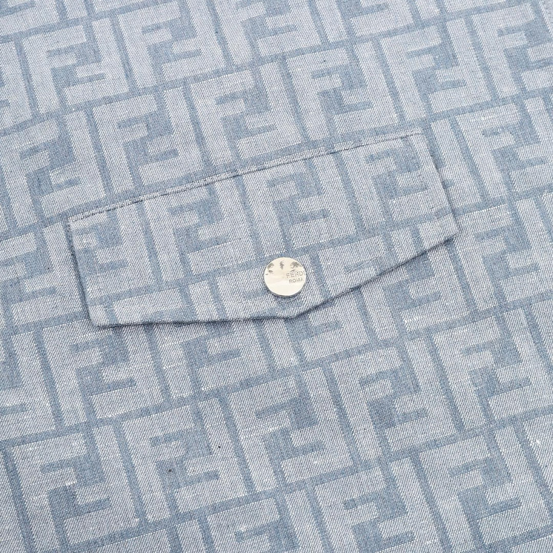 Fendi Light Blue FF Monogram Zip-Up Jacket