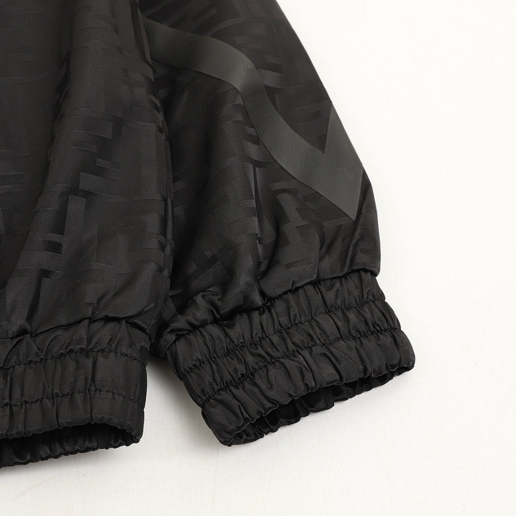 Fendi Black FF Print Hooded Zip-Up Jacket