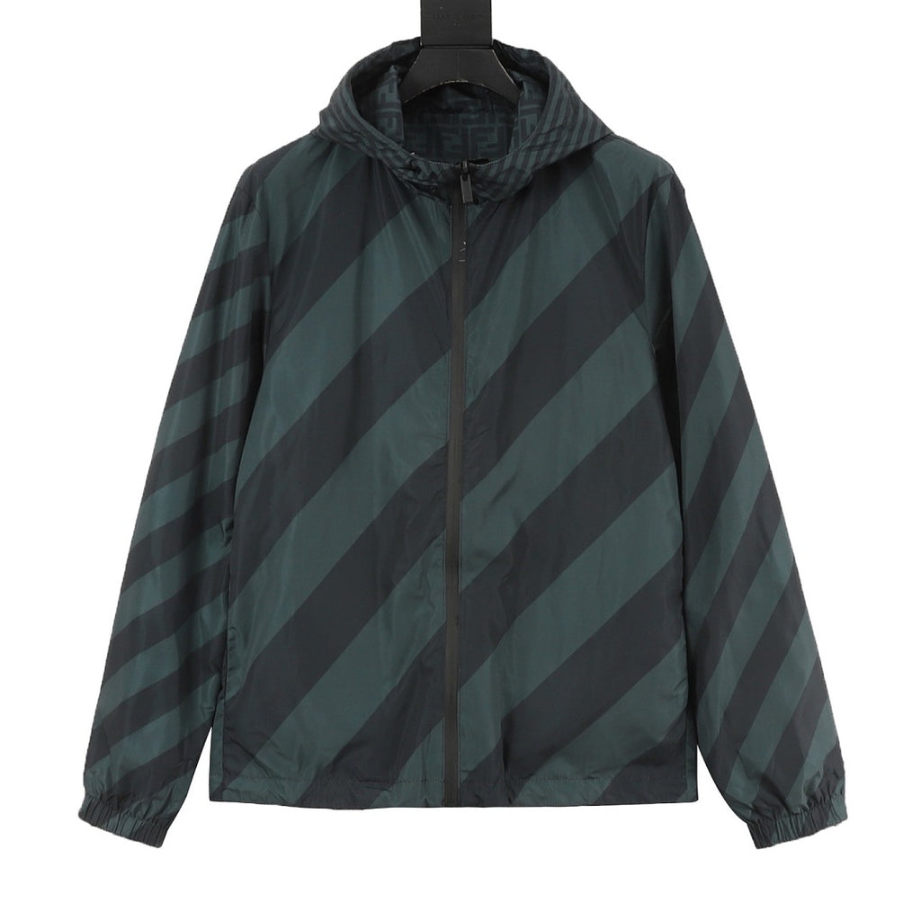 Fendi Dark Green Reversible Hooded Jacket – FF & Stripes