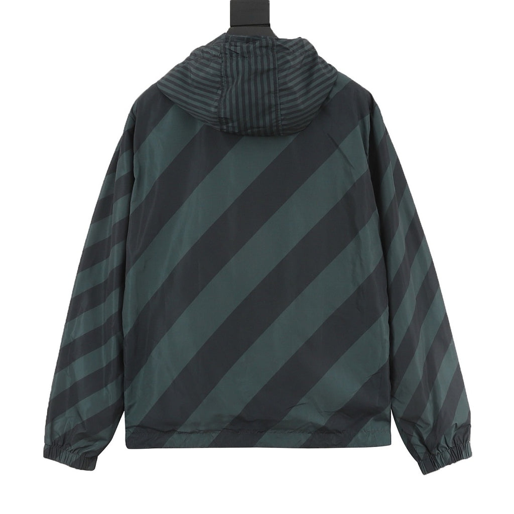 Fendi Dark Green Reversible Hooded Jacket – FF & Stripes