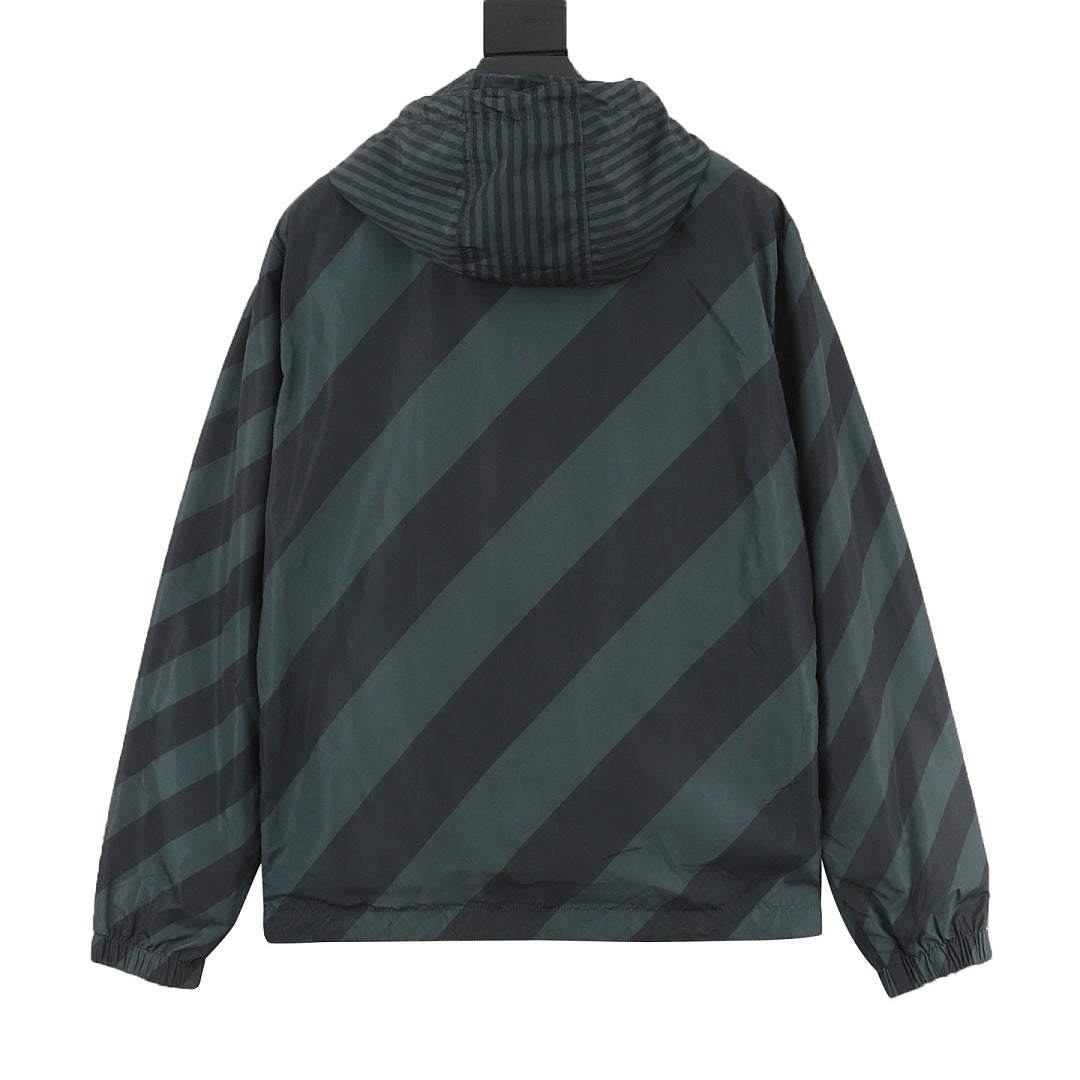 Fendi Dark Green Reversible Hooded Jacket – FF & Stripes