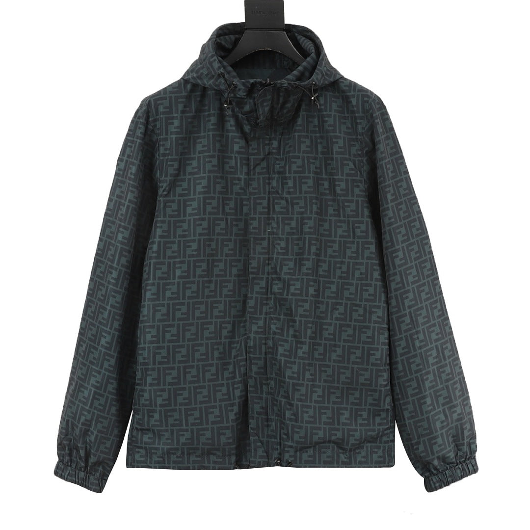 Fendi Dark Green Reversible Hooded Jacket – FF & Stripes