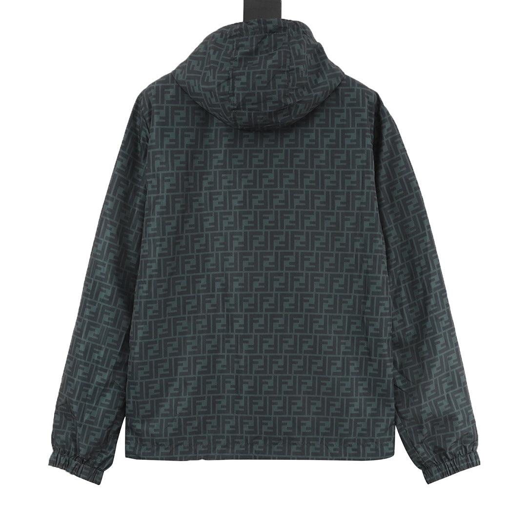 Fendi Dark Green Reversible Hooded Jacket – FF & Stripes
