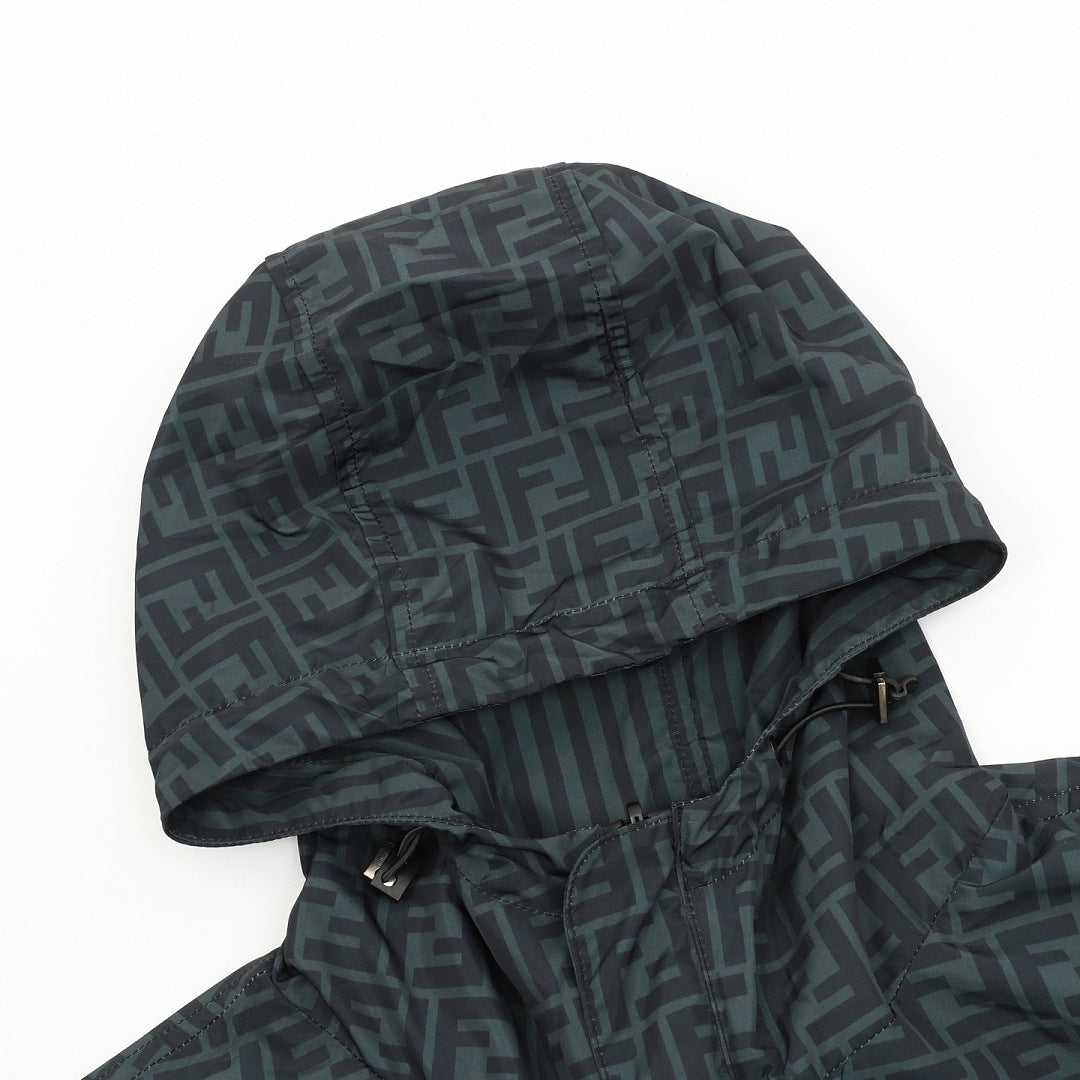 Fendi Dark Green Reversible Hooded Jacket – FF & Stripes