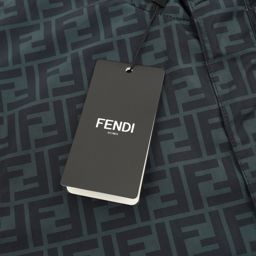 Fendi Dark Green Reversible Hooded Jacket – FF & Stripes