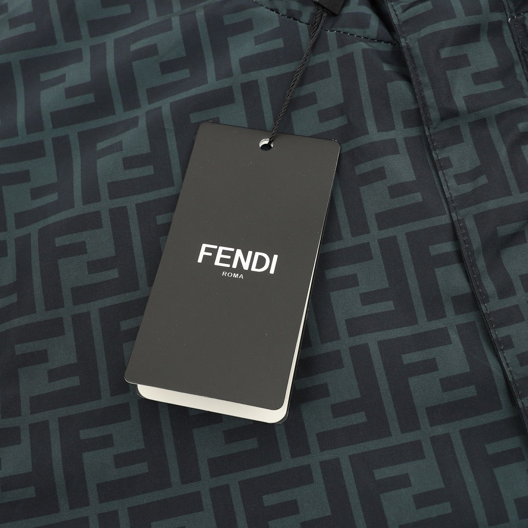 Fendi Dark Green Reversible Hooded Jacket – FF & Stripes