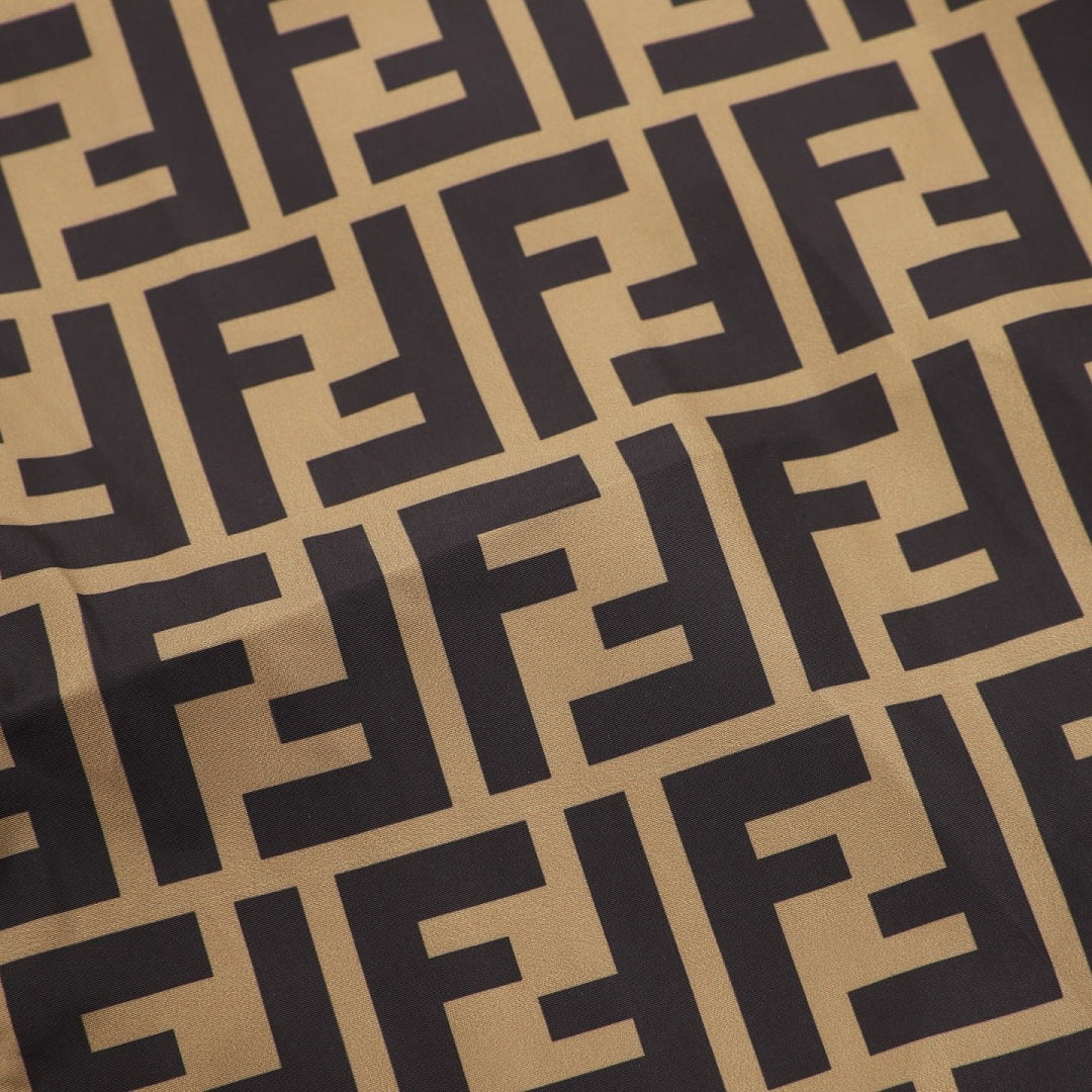 Fendi Tan Reversible Hooded Jacket - FF & Stripes