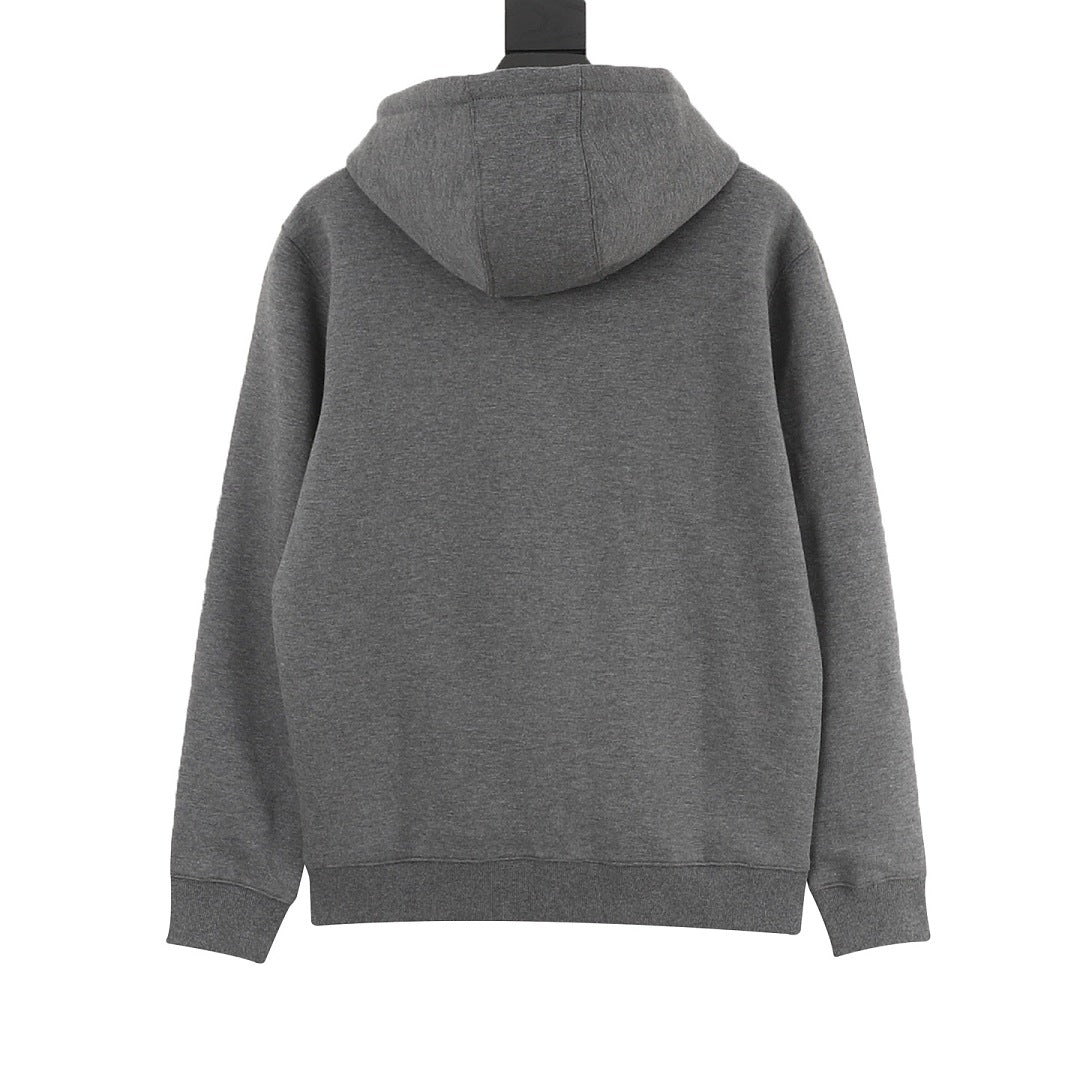 Fendi Grey Zip-Up Hoodie with FF Hood Detail