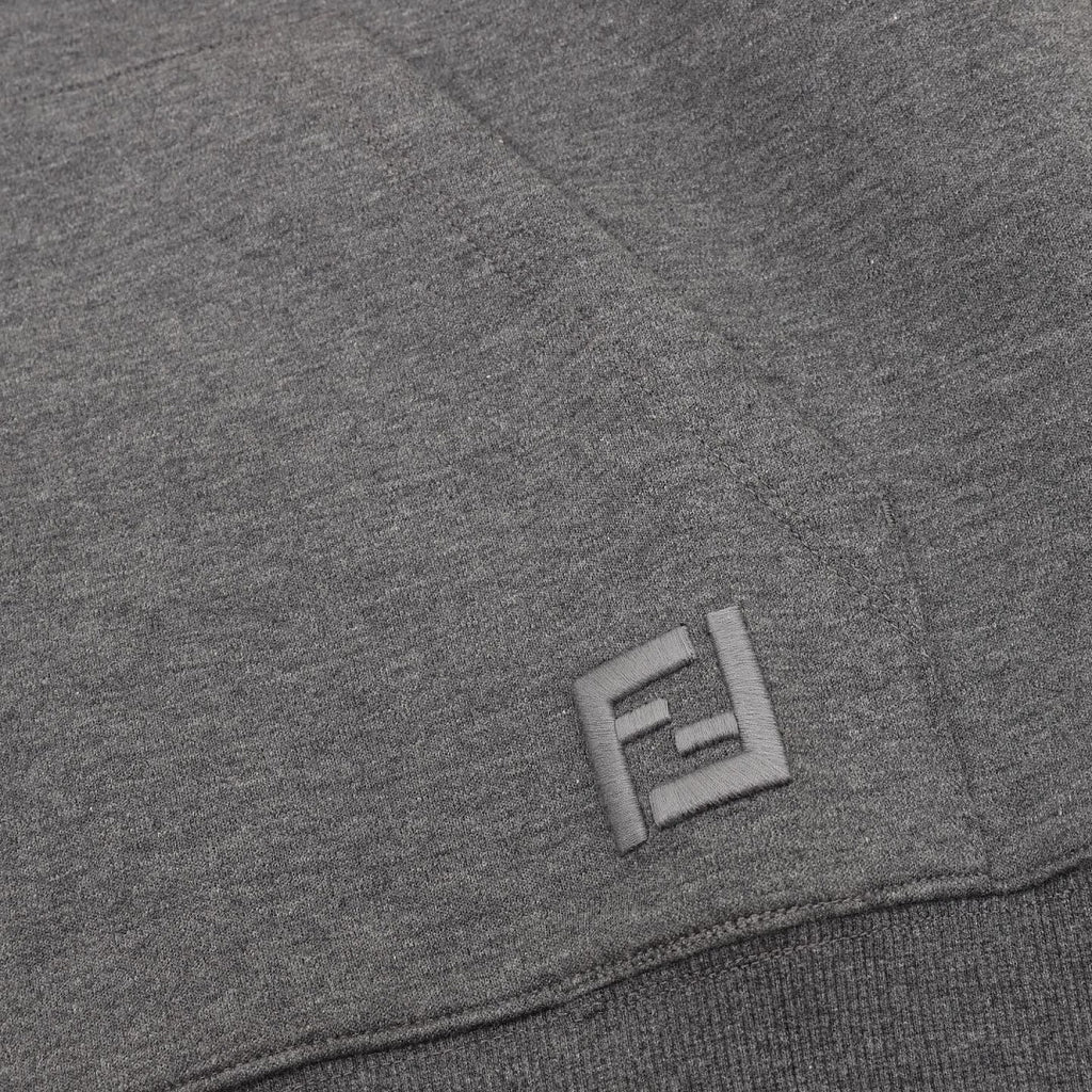 Fendi Grey Zip-Up Hoodie with FF Hood Detail