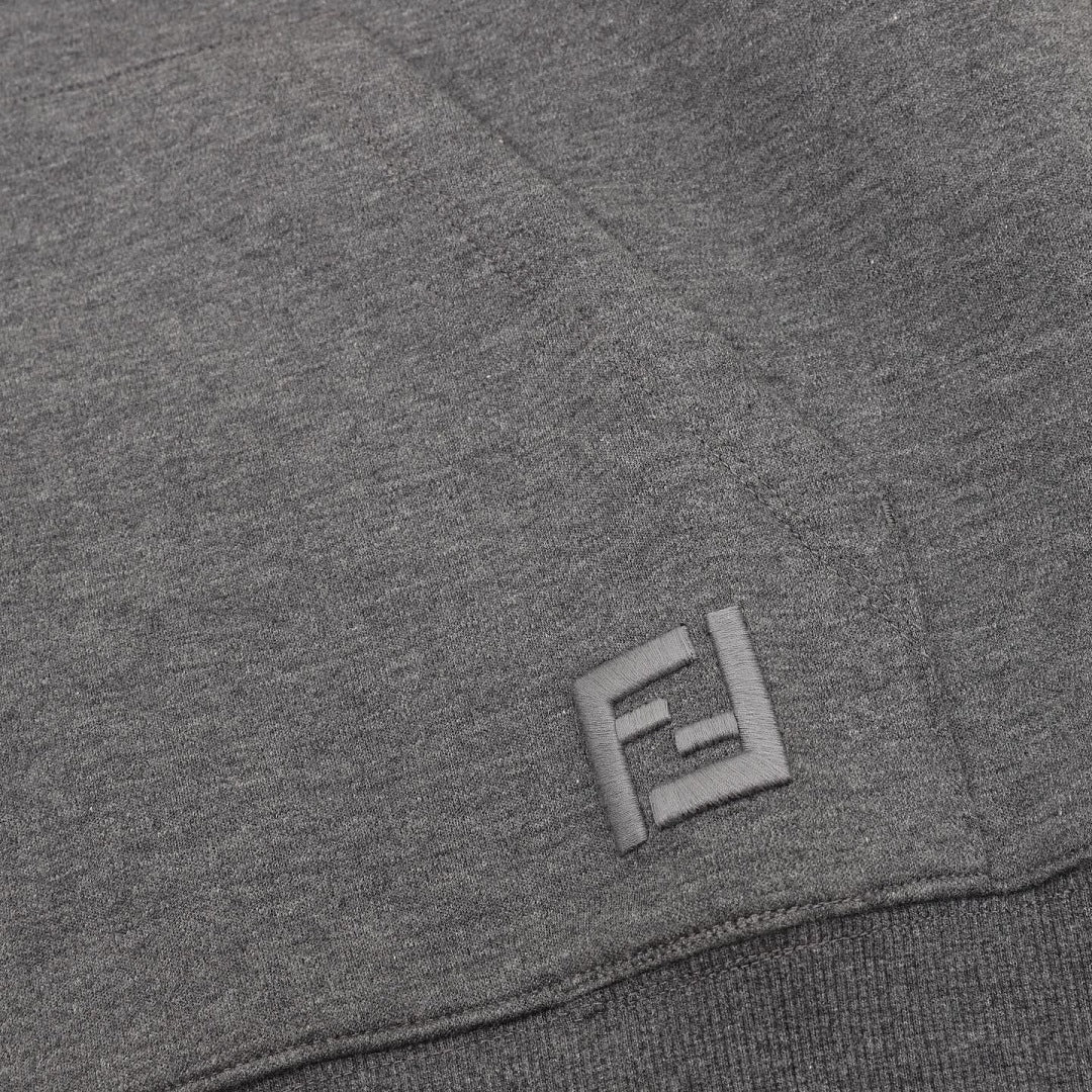 Fendi Grey Zip-Up Hoodie with FF Hood Detail