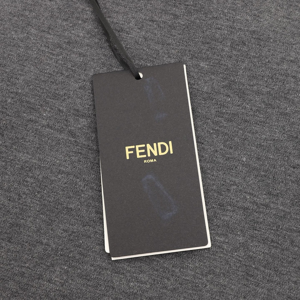 Fendi Grey Zip-Up Hoodie with FF Hood Detail