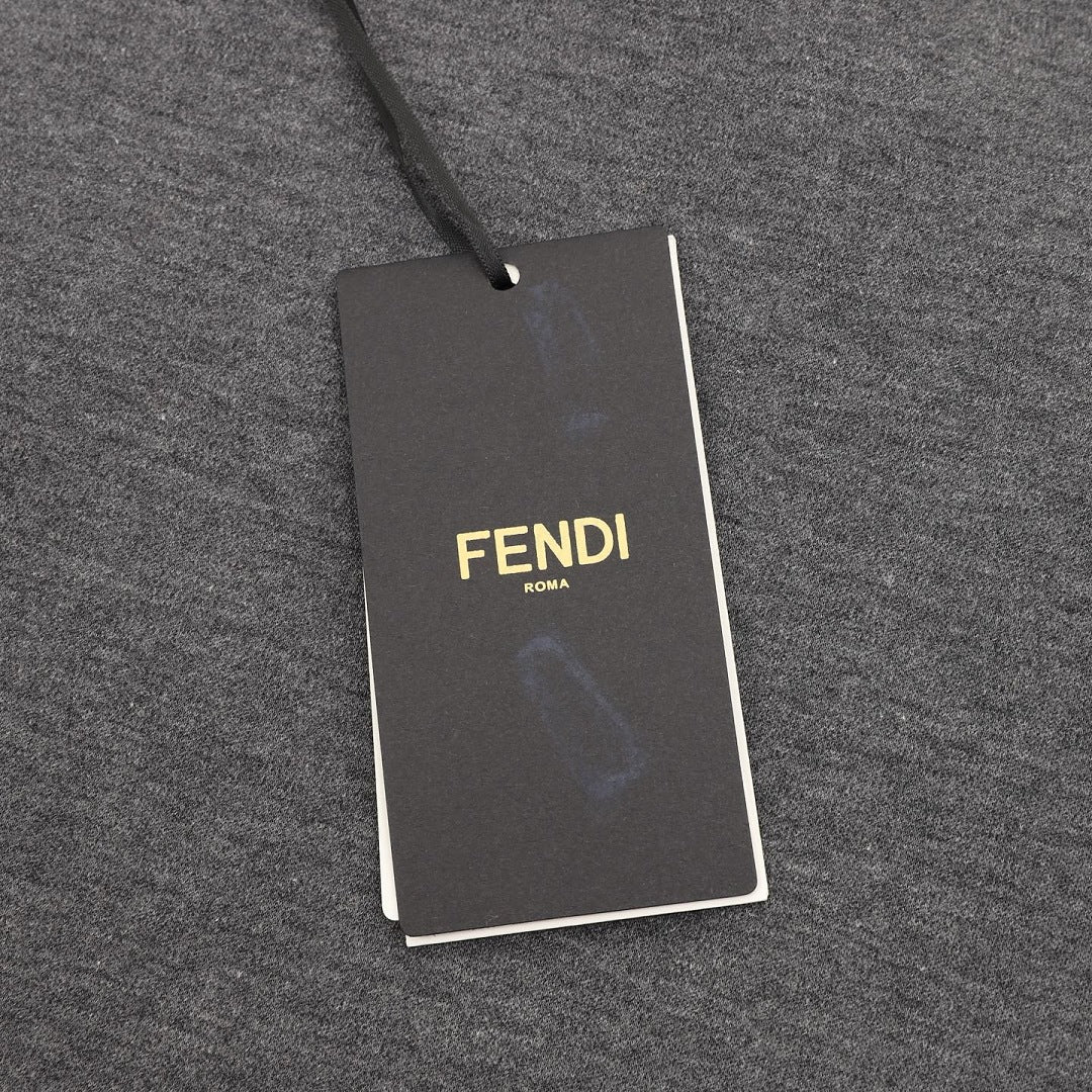 Fendi Grey Zip-Up Hoodie with FF Hood Detail