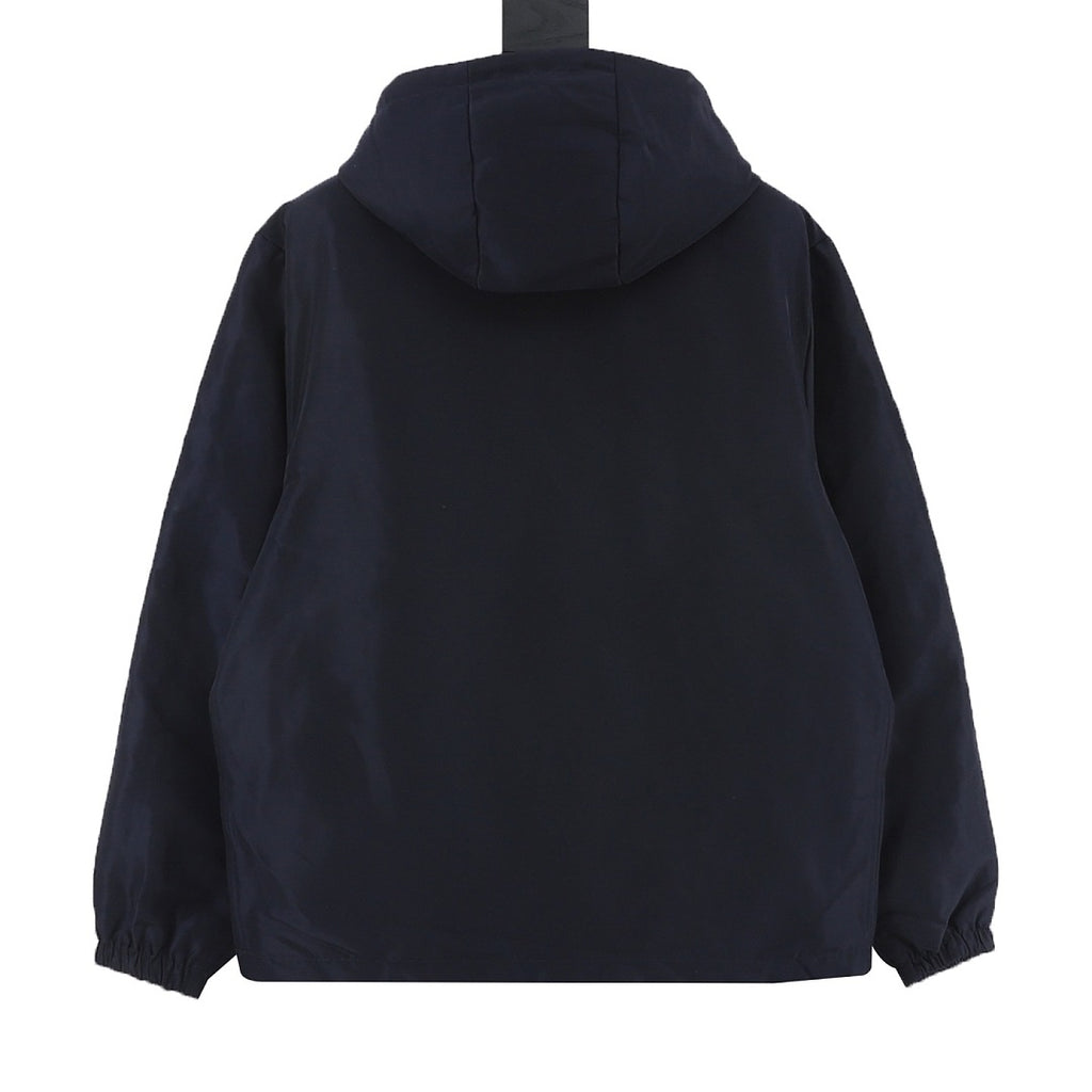 Fendi Navy Reversible FF Monogram Hooded Jacket