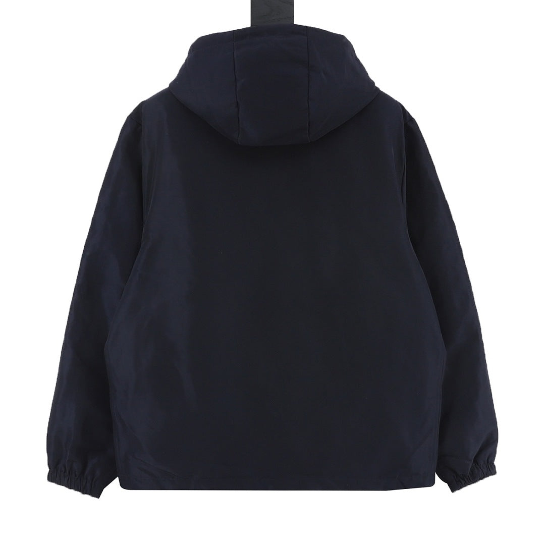 Fendi Navy Reversible FF Monogram Hooded Jacket