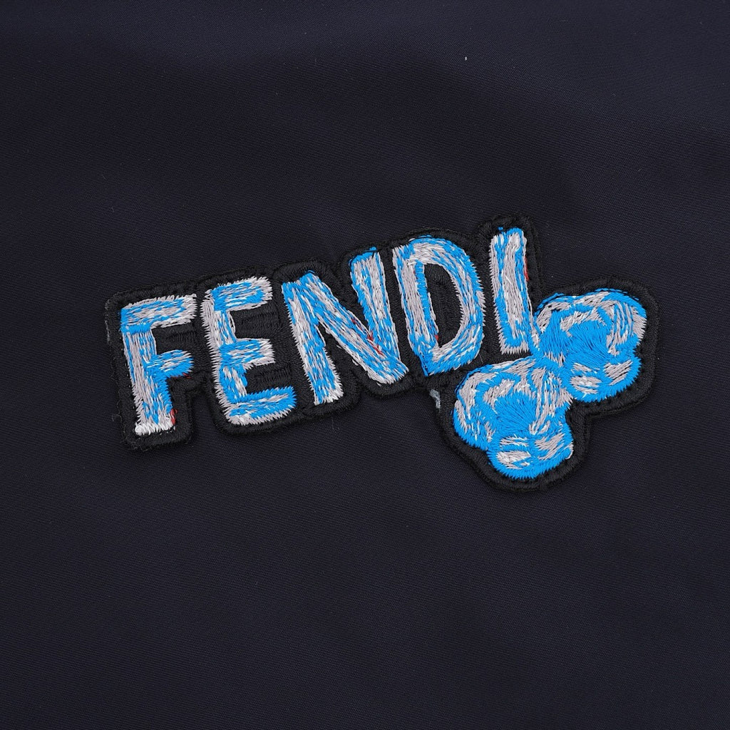 Fendi Navy Reversible FF Monogram Hooded Jacket