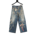 Acne Studios Chain Print Dyed Distressed Denim Trousers