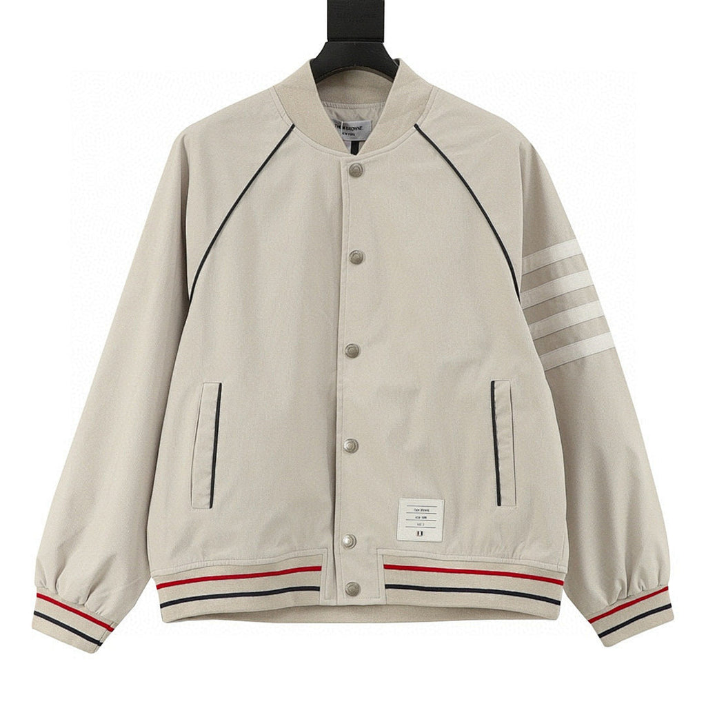 THOM BROWNE Four-Bar Baseball Jacket