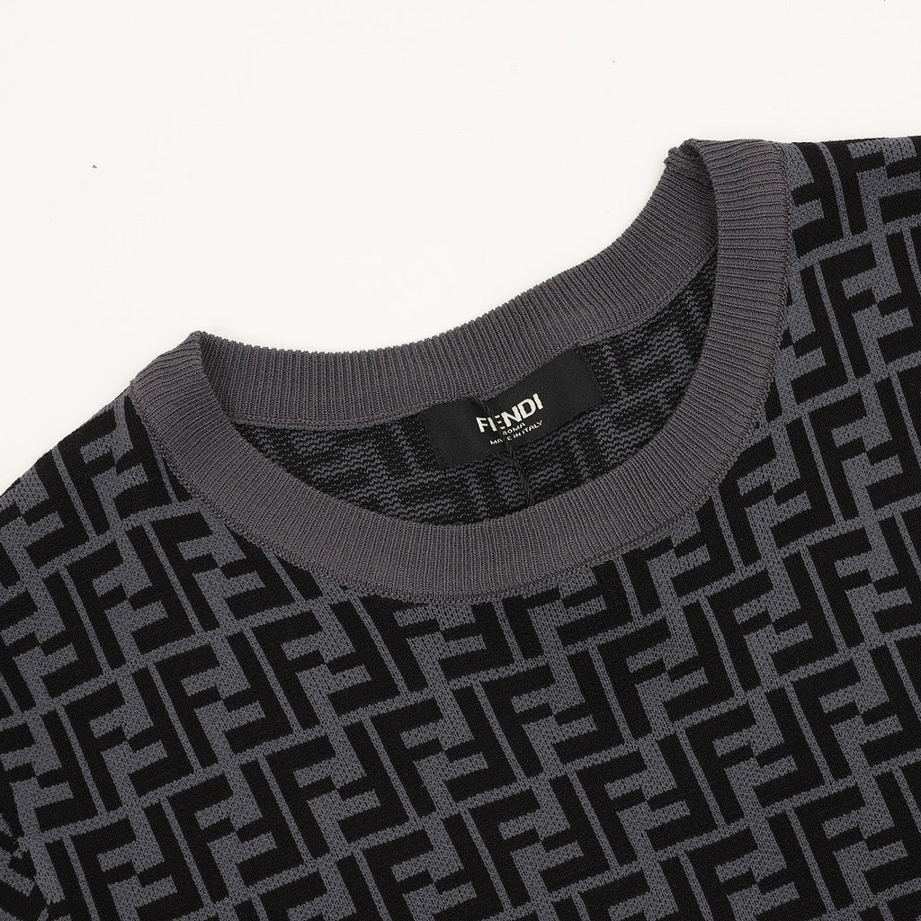 Fendi Black & Grey FF Monogram Crewneck T-Shirt