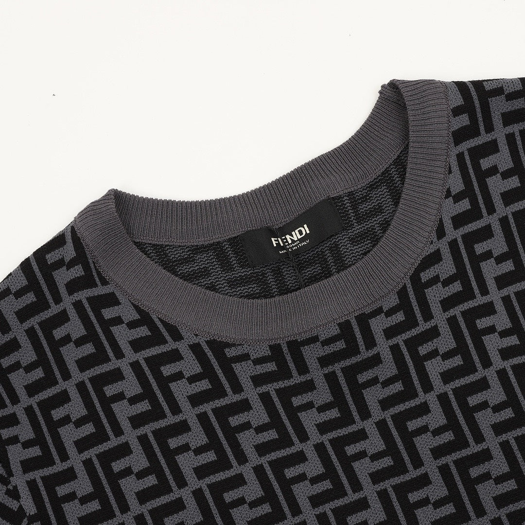 Fendi Black & Grey FF Monogram Crewneck T-Shirt