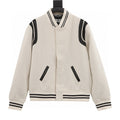 SAINT LAURENT PARIS Classic Leather-Trim Baseball Collar Jacket