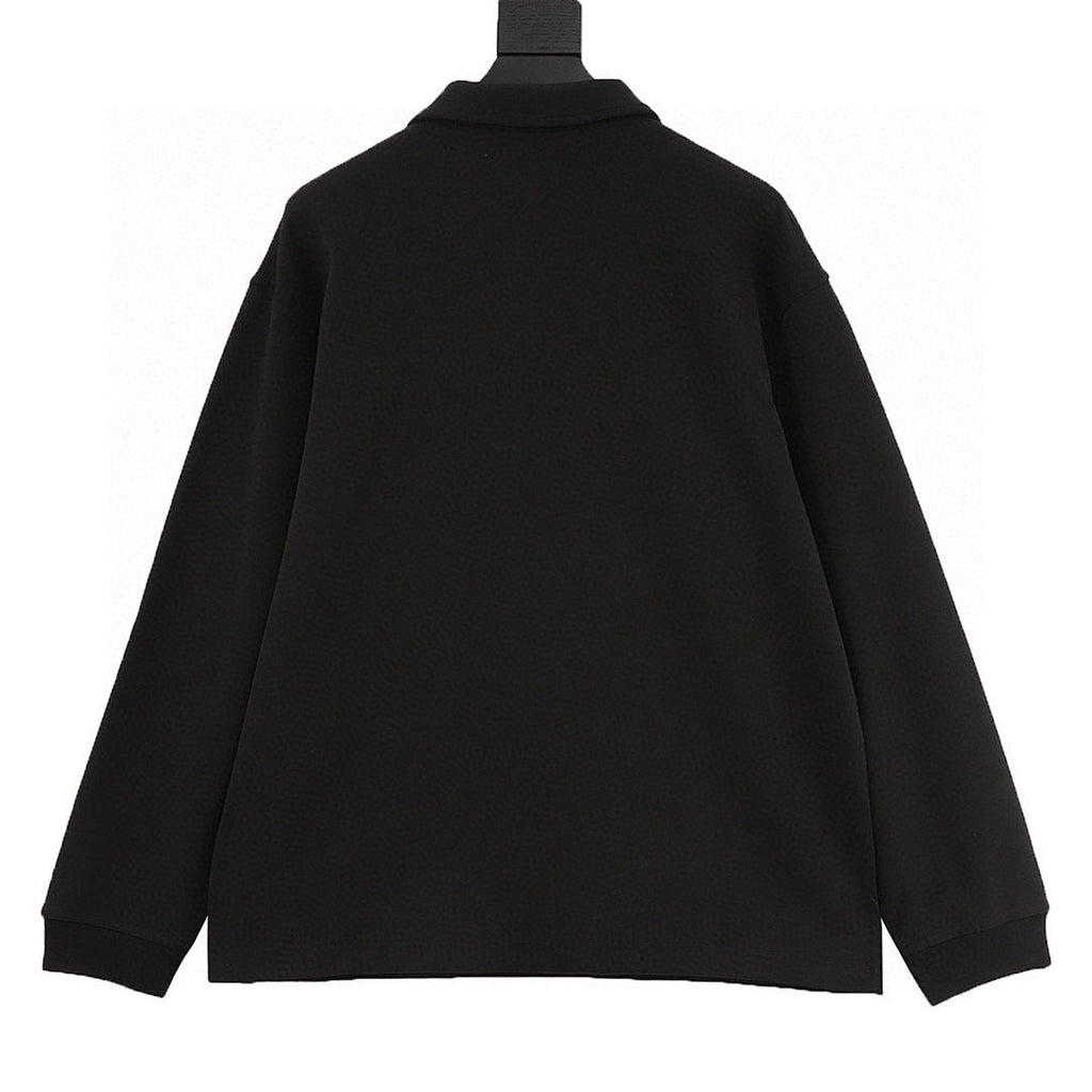 Bottega Veneta Solid-Color Half-Zip Long-Sleeve Top with Woven Chest Pocket