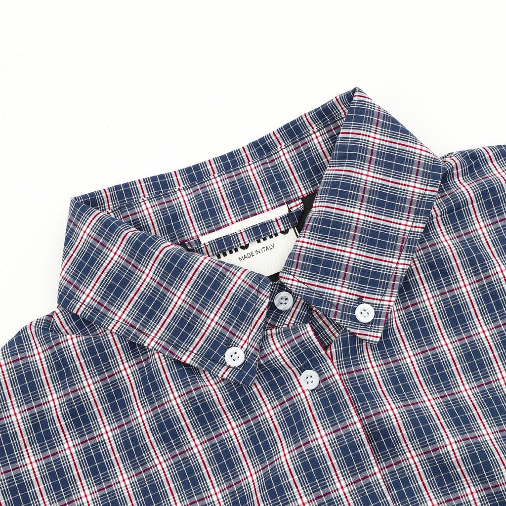 Miu Miu Plaid Check Shirt Jacket Navy Blue