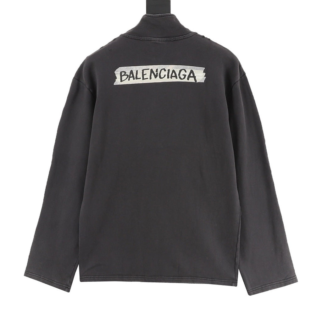 Balenciaga Half-Zip Sweatshirt Charcoal