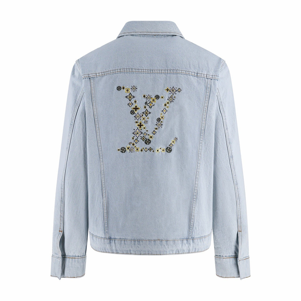 LOUIS VUITTON Floral LV Embroidered Denim Jacket