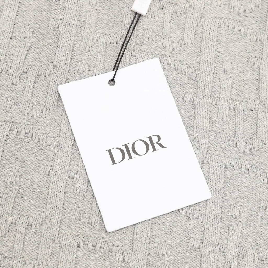Dior CD Oblique Jacquard Crewneck Sweater — Light Grey