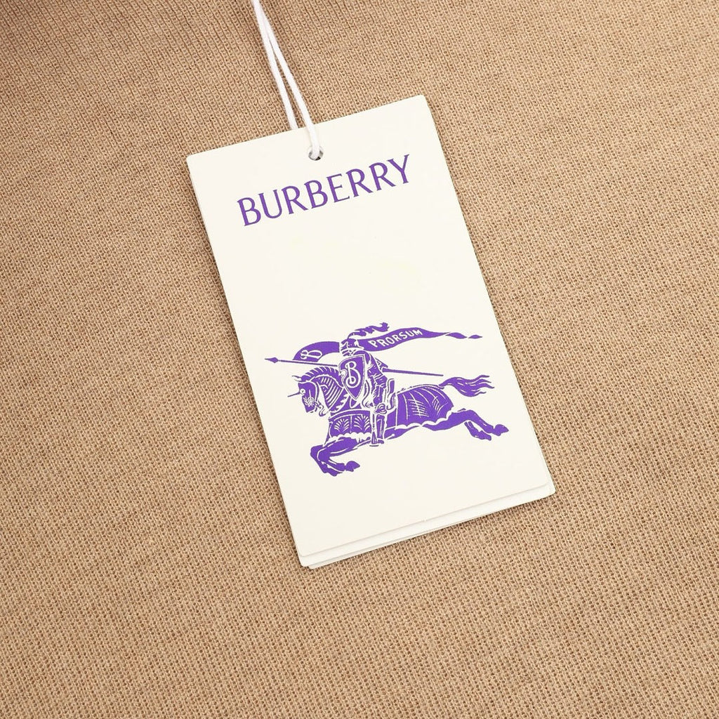 Burberry Vintage Check Half-Zip Knit Sweater — Camel