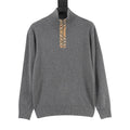 Burberry Vintage Check Half-Zip Knit Sweater — Grey Melange